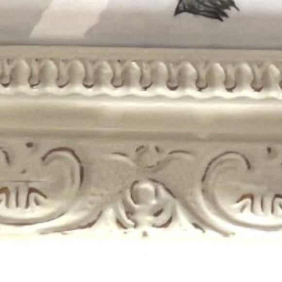 ROOSTER DRAWING White Ornate Cream Frame Signed Pencil Drawing 10.75" x  7.75" H - Picture 6 of 12